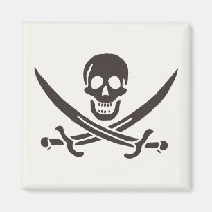 Imã Espadas de crânio de obsidiana Bandeira pirata de