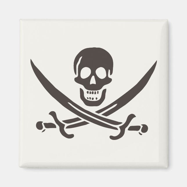 Imã Espadas de crânio de obsidiana Bandeira pirata de  (Frente)