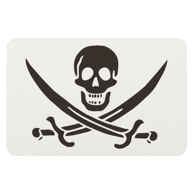 Ímã Espadas do Crânio Obsidiana Bandeira pirata de Cal (Horizontal)