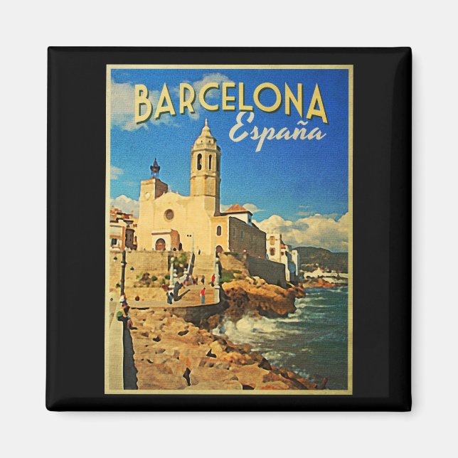 Imã Espanha Barcelona Viagens vintage (Frente)