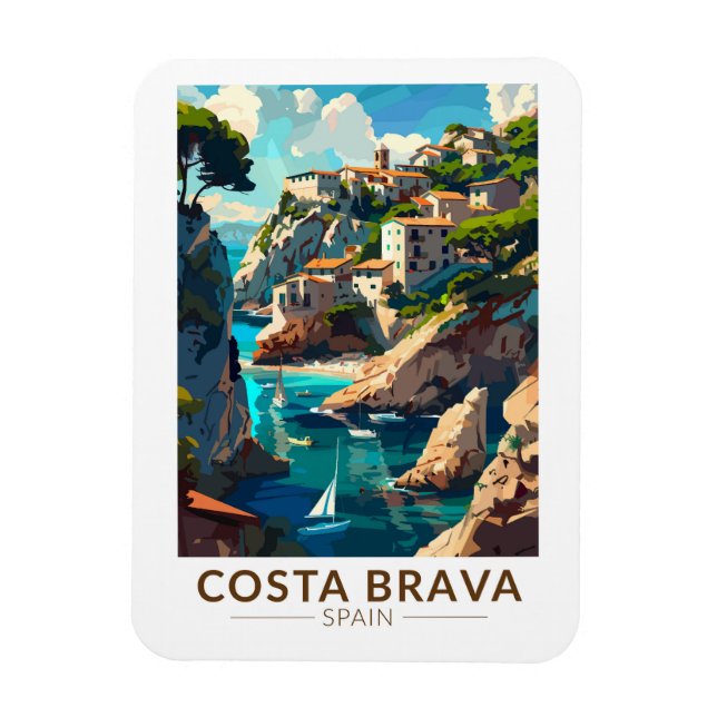 Ímã Espanha Costa Brava Catalunha Viagem Art Vintage (Vertical)