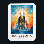 Ímã Espanha de Barcelona La Sagrada Familia Viagem Art<br><div class="desc">Design de viagem de vetor de Barcelona. Barcelona,  a capital cosmopolita da Catalunha da Espanha,  é conhecida pela sua arte e arquitetura.</div>