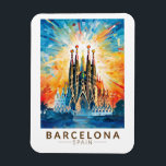 Ímã Espanha de Barcelona La Sagrada Familia Viagem Art<br><div class="desc">Design de viagem de vetor de Barcelona. Barcelona,  a capital cosmopolita da Catalunha da Espanha,  é conhecida pela sua arte e arquitetura.</div>