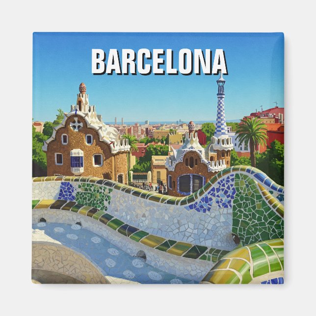 Imã Espanha de Barcelona Park Güell Viagem (Frente)