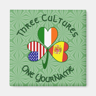Imã Espanha Ireland USA Flags Shamrock Seu Nome