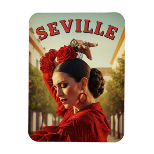 Ímã Espanha Sevilha Dançarina de Flamenco em Vermelho