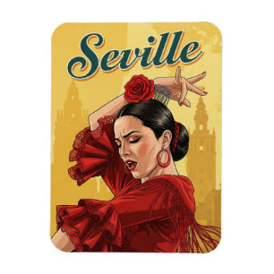 Ímã Espanha Sevilha Dançarina de Flamenco em Vermelho