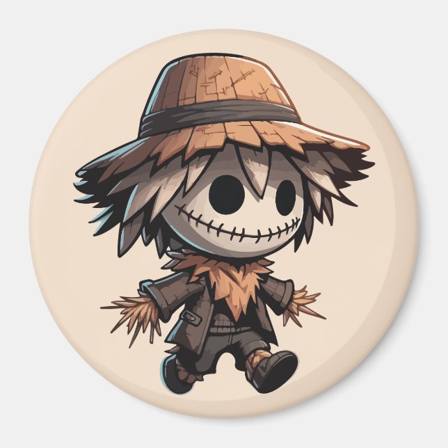 Imã Espantalho de Halloween Fofo (Frente)