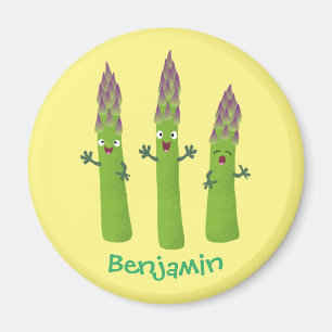 Imã Espargos lindos cantando cartoon de trio vegetal