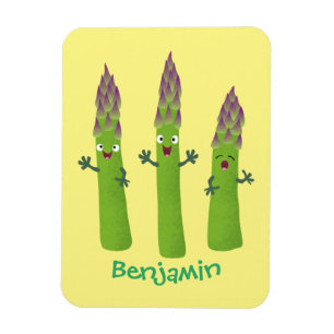 Ímã Espargos lindos cantando cartoon de trio vegetal