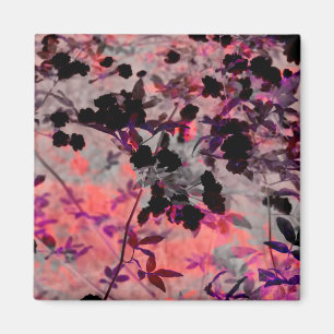 Imã Espelho das flores pretas vermelhas Arte design