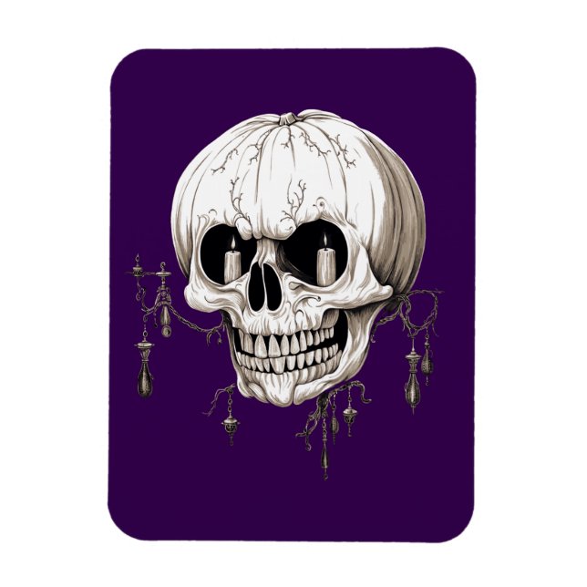 Ímã Espeluznante Crânio Derretido de Halloween Com Ima (Vertical)