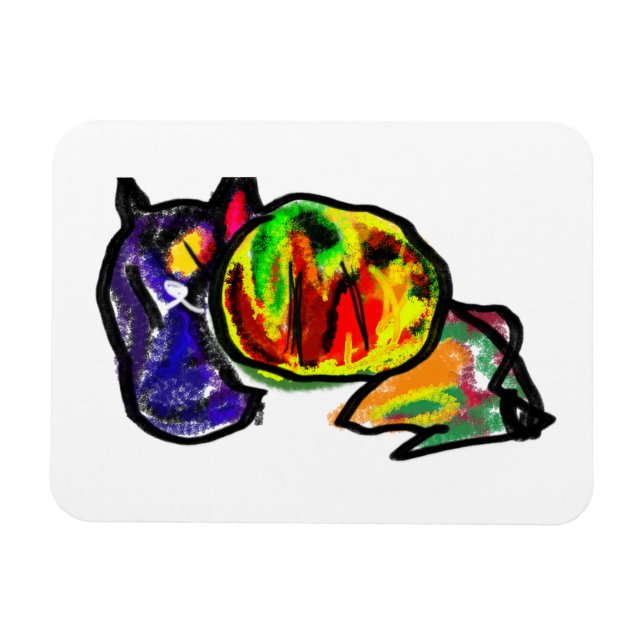 Ímã Espera de outono de gato preto (Horizontal)