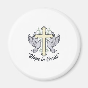 Imã Esperança em Cristo Pombo Cruz Design Cristão Vint