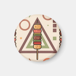 Imã Espetos Coloridos de Dango com Padrão Geométrico