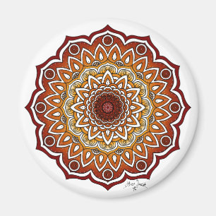 Imã Espiral Laranja e Castanho e Mandala Floral