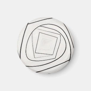 Imã Espiral Quadrada Abstrata Preto e Branco