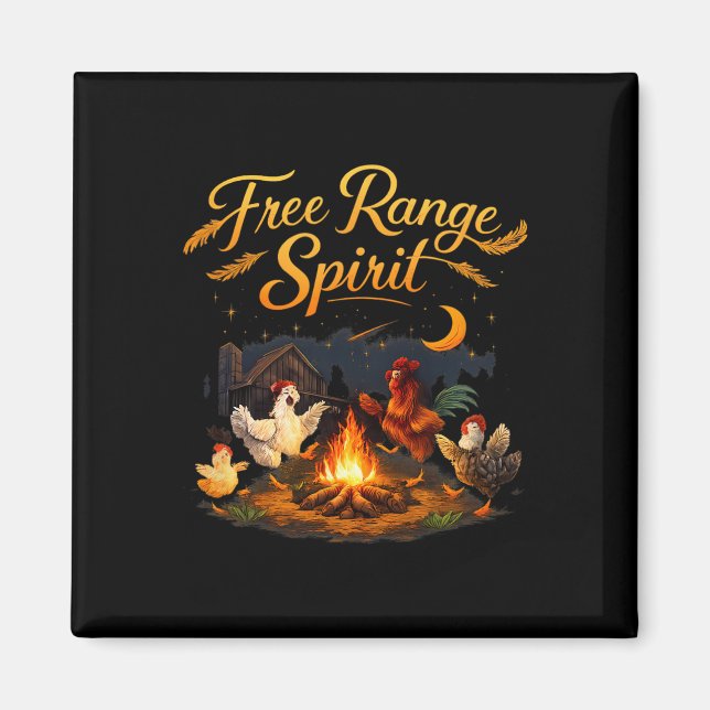 Imã Espírito de Campo Livre Pun Chicken Campfire (Frente)