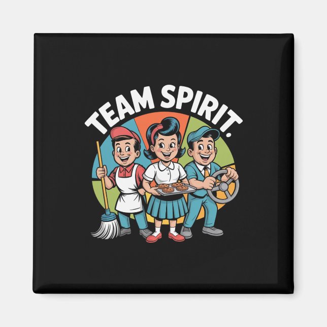 Imã Espírito de Equipe De Volta à Escola Retro Cultura (Frente)
