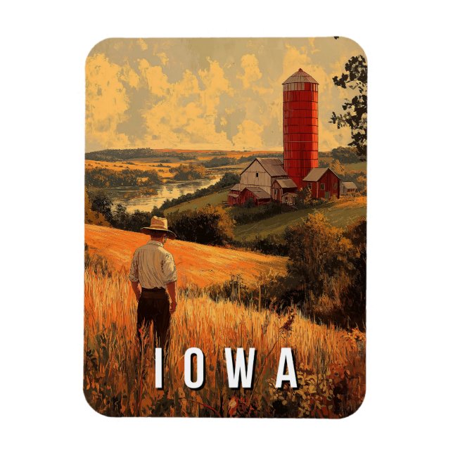 Ímã Espírito Patriótico de Retro Iowa - Heartland Amer (Vertical)