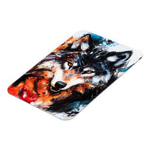Ímã Espírito Selvagem Abstrato Lobo