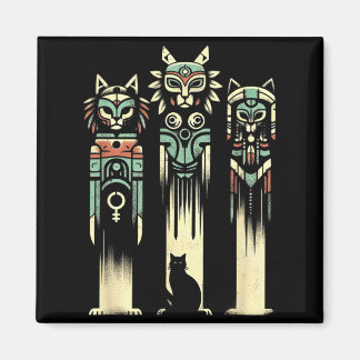 Imã Espíritos Totem de Gato - Vintage Gato Assustador