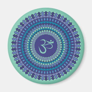 Imã Espiritual Mandala Om Purple Aqua Blue Kaleidoscop