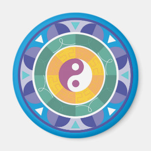 Imã Espiritual Mandala Rainbow Cores Chineses Yin Yang