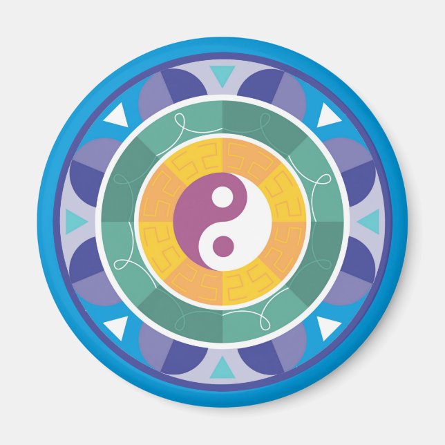 Imã Espiritual Mandala Rainbow Cores Chineses Yin Yang (Frente)