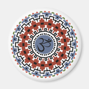 Imã Espiritual Mandala Yoga Om Rust Blue Caleidoscópio
