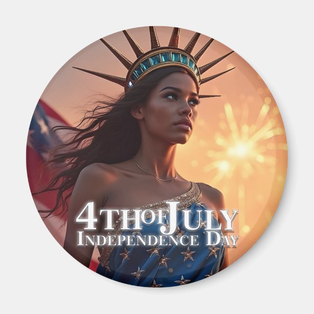 Imã Esplêndido Design de 4 de julho - Fireworks & Free (Frente)