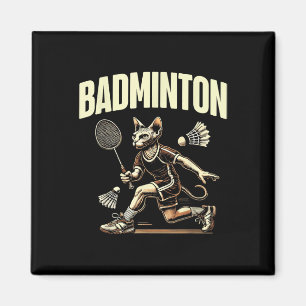 Imã Esporte Badminton Cat Entusiasta Feline Kitten