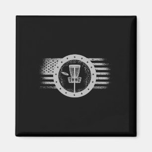 Imã Esporte Radical de Disc Golf EUA Bandeira Grunge -