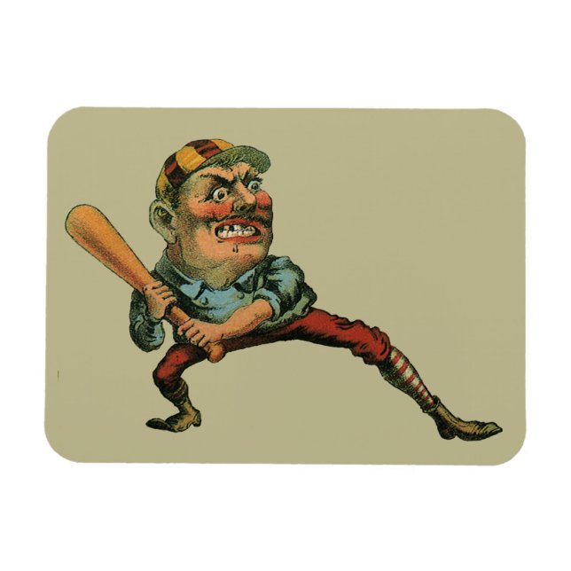 Ímã Esportes Antigos, Batedor de Beisebol Irritado (Horizontal)