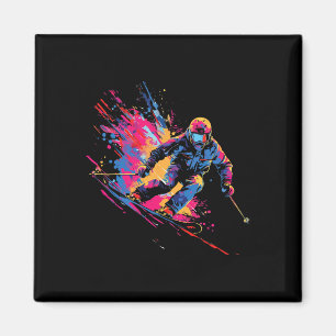 Imã Esportes de Inverno Alpino Pintura Salpico Esquiad