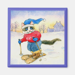 Imã Esportes de inverno bonitos do gato do sapato de