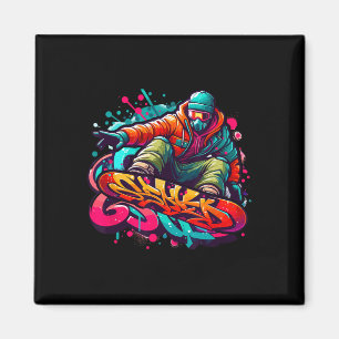 Imã Esportes Dinâmicos de Abstrato de Arte do Snowboar