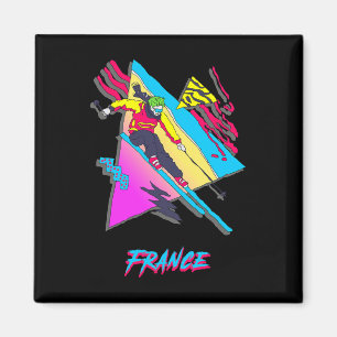 Imã Esportes Retro Skier França Tema Inverno dos anos