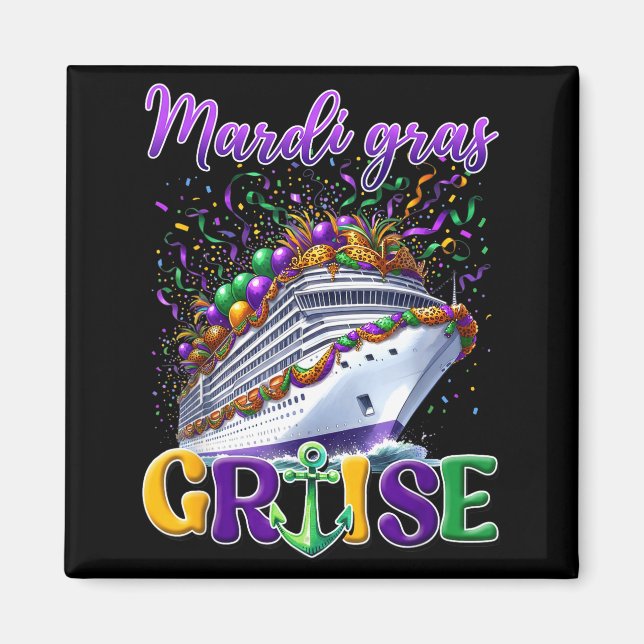 Imã Esquadra de Cruzeiro Retro Mardi Gras Design (Frente)