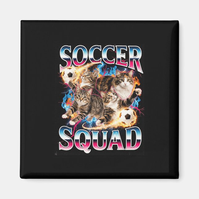 Imã Esquadrão de Futebol Meme de Gato Engraçado Retro  (Frente)