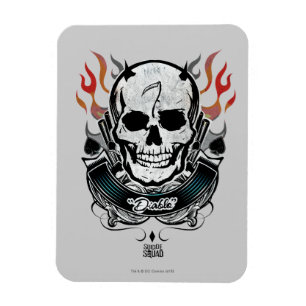 Ímã Esquadrão Suicida   Diablo Skull & Flames Tattoo 