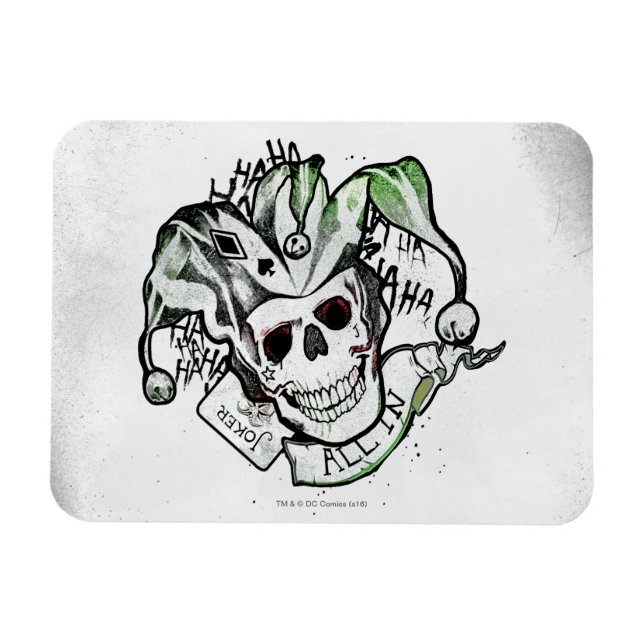 Ímã Esquadrão Suicida | Joker Skull "All In" Tattoo Ar (Horizontal)