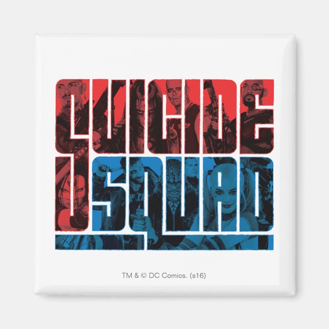 Imã Esquadrão Suicida | Logotipo vermelho e azul (Frente)