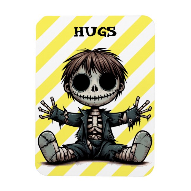 Ímã esqueleto assustador garoto dando abraços arte de  (Vertical)
