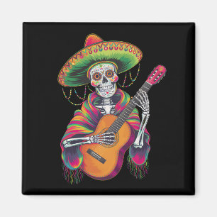 Imã Esqueleto De Cinco De Mayo Guitarra De Festa Crâni