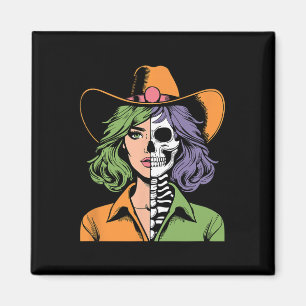 Imã Esqueleto de Cowgirl Halloween