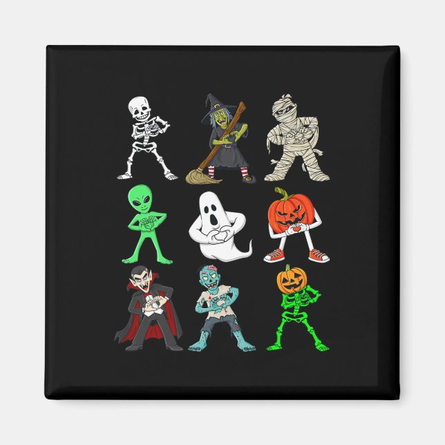 Imã Esqueleto De Dança Halloween Keke E Monstros (Frente)