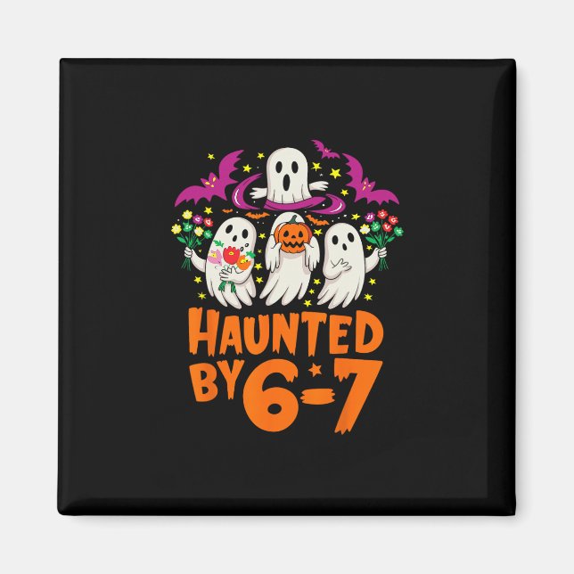 Imã Esqueleto de Halloween Assombrado Número Seis Sete (Frente)