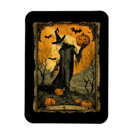 Ímã Esqueleto de Halloween com placa de Tarot de Pumpk