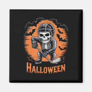 Imã Esqueleto de Halloween de Hóquei no Gelo